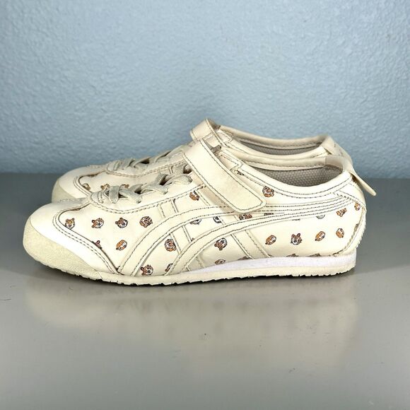 Onitsuka Tiger Shoes Kids Size 2 Mexico 66 Cream Tiger Print Fashion Sneakers - Picture 5 of 16